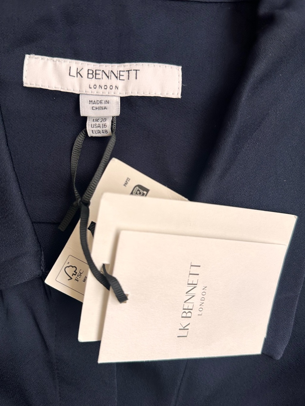 L.K. BENNETT Navy Blue Button Up Collared Shirt - Picture 9 of 10